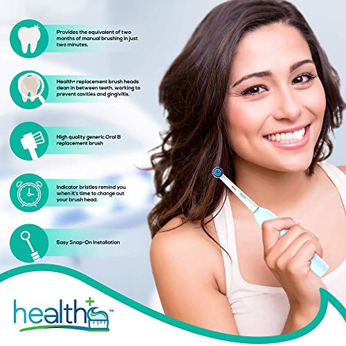 Compatible with Oral-B Electric Toothbrush Sensitive Replacement Head Generic - 8-Pack | Gentle-Action Tooth Brush Heads with Dupont Bristles | Sensitive Gums & Teeth & Gentle Whitening Action | Braun health+