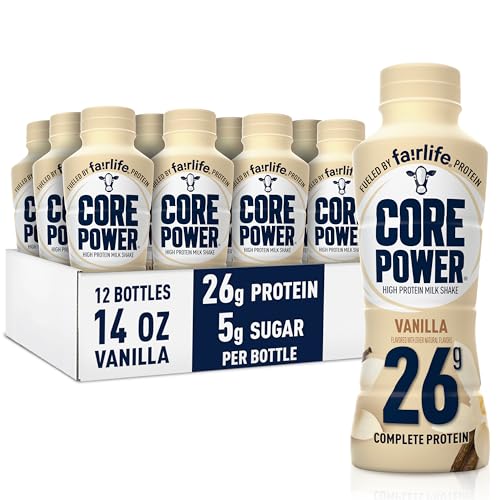 Core Power Fairlife 26g Protein Milk Shakes, Ready To Drink for Workout Recovery Liquid, Vanilla, 14 Fl Oz Bottle, kosher (Pack of 12) Core Power