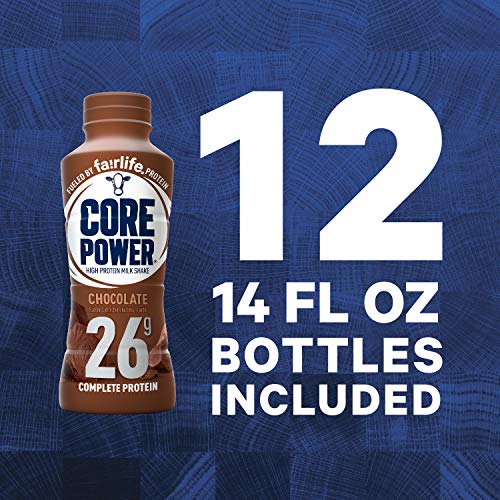 Core Power Fairlife 26g Protein Milk Shakes, Liquid Ready To Drink for Workout Recovery, Chocolate, 14 Fl Oz Bottle (Pack of 12) Core Power