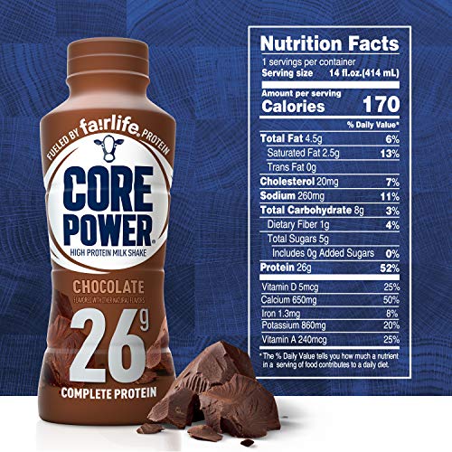 Core Power Fairlife 26g Protein Milk Shakes, Liquid Ready To Drink for Workout Recovery, Chocolate, 14 Fl Oz Bottle (Pack of 12) Core Power