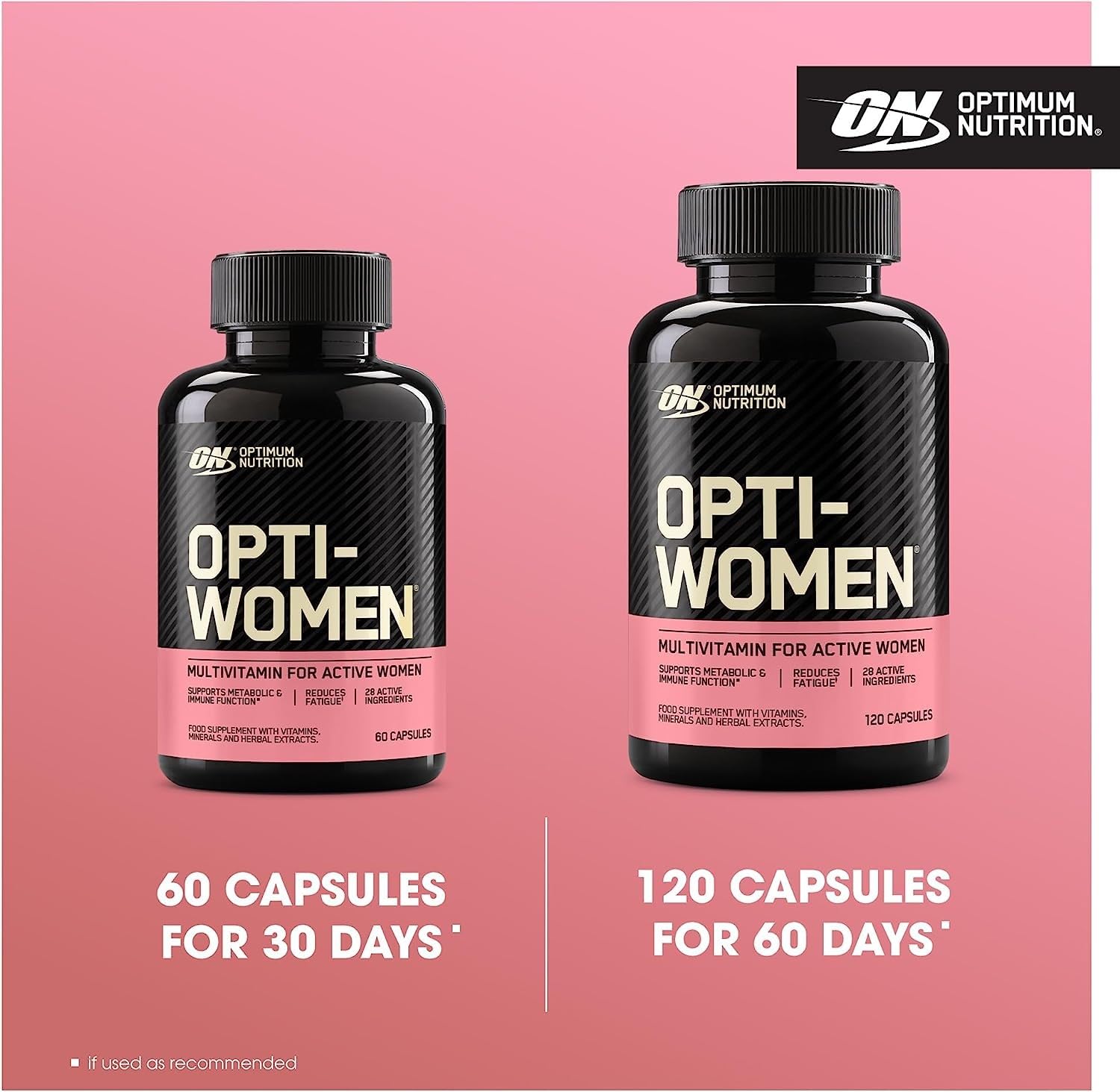 Optimum Nutrition Opti-Women, Vitamin C, Zinc and Vitamin D for Immune Support Womens Daily Multivitamin Supplement with Iron, Capsules, 120 Count Optimum Nutrition