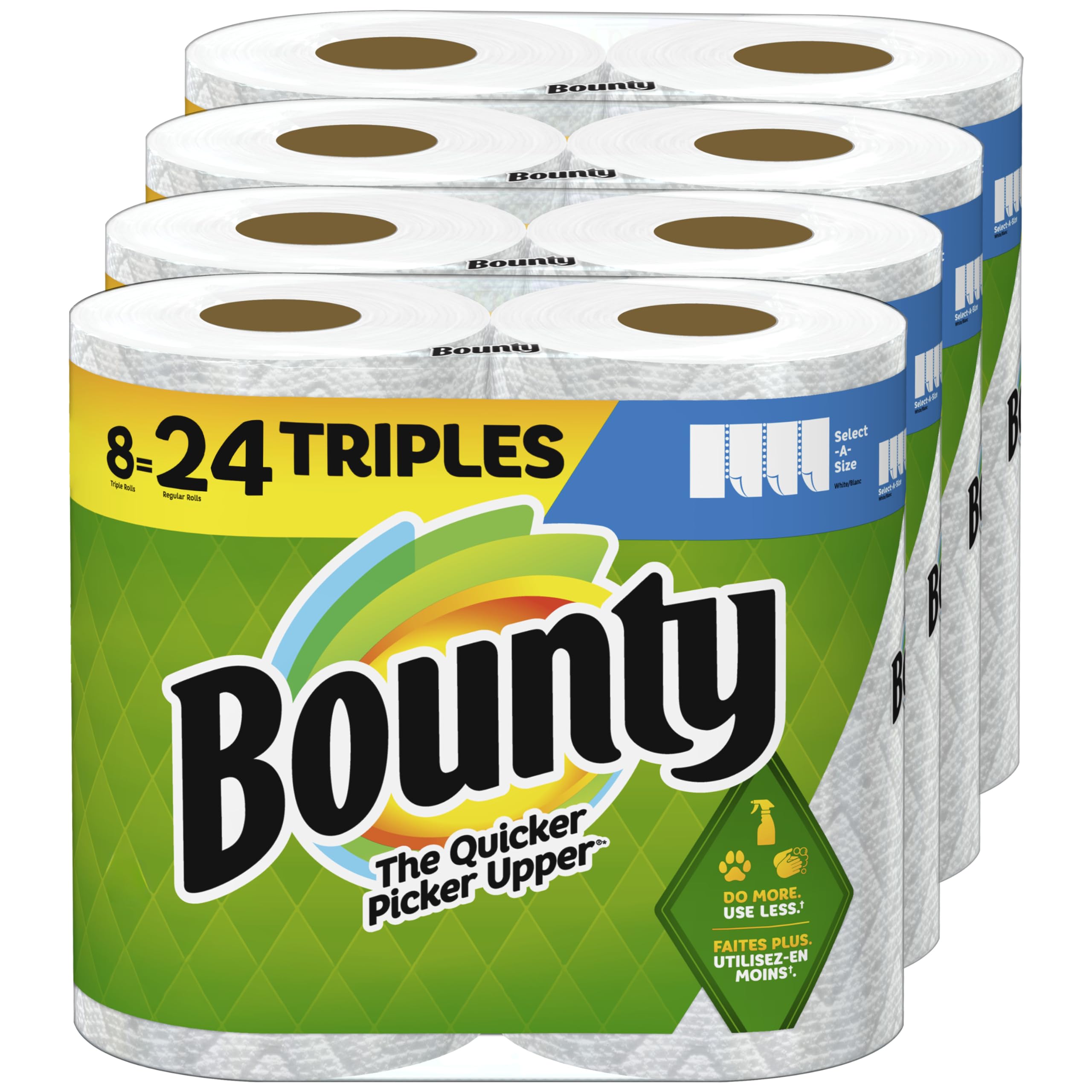 Bounty Select-A-Size Paper Towels, White, 8 Triple Rolls = 24 Regular Rolls Bounty